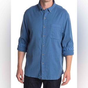 Tommy Bahama‎  - Mens Huntington Herringbone Button Up Stretch Shirt Dark Blue